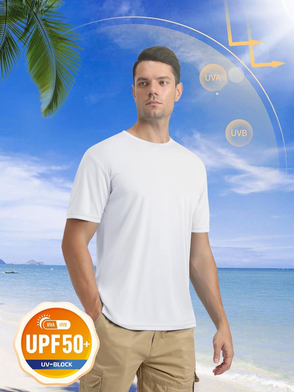 imageMAGCOMSEN Mens Short Sleeve UPF 50 TShirt Quick Dry Rash Guard Athletic Running Swim Top Tee Performance Water Shirts06white