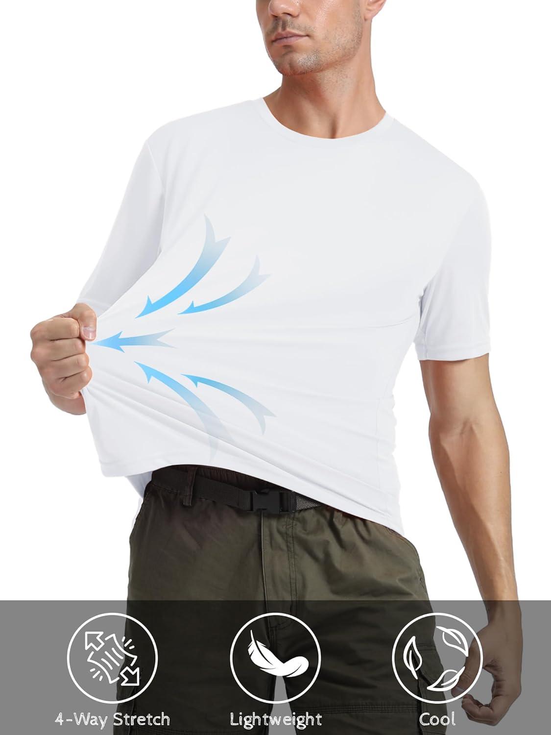 imageMAGCOMSEN Mens Short Sleeve UPF 50 TShirt Quick Dry Rash Guard Athletic Running Swim Top Tee Performance Water Shirts06white