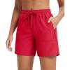imageMAGCOMSEN Womens 5quot Hiking Shorts UPF 50 Quick Dry Lightweight Athletic Running Golf Summer Casual Shorts with PocketsRed