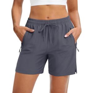 imageMAGCOMSEN Womens 5quot Hiking Shorts UPF 50 Quick Dry Lightweight Athletic Running Golf Summer Casual Shorts with PocketsDark Grey