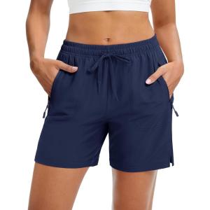 imageMAGCOMSEN Womens 5quot Hiking Shorts UPF 50 Quick Dry Lightweight Athletic Running Golf Summer Casual Shorts with PocketsNavy