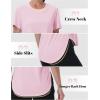 imageMAGCOMSEN Women Workout Short Sleeve Tops UPF 50 Sun T Shirt Quick Dry Moisture Wicking Shirts for Yoga Running HikingAlight Pink