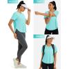 imageMAGCOMSEN Women Workout Short Sleeve Tops UPF 50 Sun T Shirt Quick Dry Moisture Wicking Shirts for Yoga Running HikingLight Lake Blue