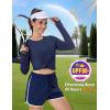 imageMAGCOMSEN Womens Long Sleeve Shirts UPF 80 Quick Dry Athletic Workout Tee Shirts with Thumb Holes Rash Guard Swim TopsNavy Blue