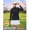 imageMAGCOMSEN Womens Quarter Zip Pullover Long Sleeve UPF 50 Rashguard Golf Sun Protection Shirts Quick Dry Workout TopsBlack