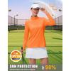 imageMAGCOMSEN Womens Quarter Zip Pullover Long Sleeve UPF 50 Rashguard Golf Sun Protection Shirts Quick Dry Workout TopsFluorescent Orange