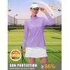imageMAGCOMSEN Womens Quarter Zip Pullover Long Sleeve UPF 50 Rashguard Golf Sun Protection Shirts Quick Dry Workout TopsLight Purple