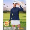 imageMAGCOMSEN Womens Quarter Zip Pullover Long Sleeve UPF 50 Rashguard Golf Sun Protection Shirts Quick Dry Workout TopsNavy Blue