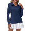 imageMAGCOMSEN Womens Quarter Zip Pullover Long Sleeve UPF 50 Rashguard Golf Sun Protection Shirts Quick Dry Workout TopsNavy Blue