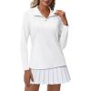 imageMAGCOMSEN Womens Quarter Zip Pullover Long Sleeve UPF 50 Rashguard Golf Sun Protection Shirts Quick Dry Workout TopsWhite