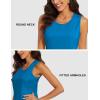 imageMAGCOMSEN Womens Sleeveless Workout Shirts UPF 80 Dry Fit Running Wicking Tank Tops Athletic Gym SummerBlue Green