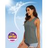 imageMAGCOMSEN Womens Sleeveless Workout Shirts UPF 80 Dry Fit Running Wicking Tank Tops Athletic Gym SummerDary Grey