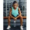 imageMAGCOMSEN Womens Sleeveless Workout Shirts UPF 80 Dry Fit Running Wicking Tank Tops Athletic Gym SummerLight Lake Blue