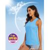 imageMAGCOMSEN Womens Sleeveless Workout Shirts UPF 80 Dry Fit Running Wicking Tank Tops Athletic Gym SummerWaterfall Blue