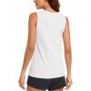 imageMAGCOMSEN Womens Sleeveless Workout Shirts UPF 80 Dry Fit Running Wicking Tank Tops Athletic Gym SummerWhite