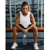 imageMAGCOMSEN Womens Sleeveless Workout Shirts UPF 80 Dry Fit Running Wicking Tank Tops Athletic Gym SummerWhite