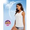 imageMAGCOMSEN Womens Sleeveless Workout Shirts UPF 80 Dry Fit Running Wicking Tank Tops Athletic Gym SummerWhite