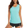 imageMAGCOMSEN Womens Sleeveless Workout Shirts UPF 80 Dry Fit Running Wicking Tank Tops Athletic Gym SummerLight Lake Blue