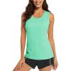 imageMAGCOMSEN Womens Sleeveless Workout Shirts UPF 80 Dry Fit Running Wicking Tank Tops Athletic Gym SummerMint Green