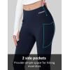 imageMAGCOMSEN Womens Fleece Lined Flare Leggings Waterproof Insulated Winter Pants Hiking Yoga Bootcut Leggings 3 PocketsNavy