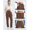 imageMAGCOMSEN Womens Sherpa Lined Sweatpants Winter Warm Fleece Pants Water Resistant Heavy Insulated Thermal Pants OutdoorBrown