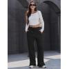 imageMAGCOMSEN Womens Fleece Lined Sweatpants Wide Leg Warm Winter Thick Baggy High Waist Lounge Sweat Pants with PocketsBlack