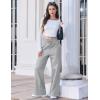 imageMAGCOMSEN Womens Fleece Lined Sweatpants Wide Leg Warm Winter Thick Baggy High Waist Lounge Sweat Pants with PocketsLight Grey