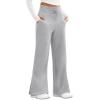 imageMAGCOMSEN Womens Fleece Lined Sweatpants Wide Leg Warm Winter Thick Baggy High Waist Lounge Sweat Pants with PocketsLight Grey