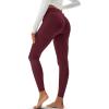 imageMAGCOMSEN Womens Hiking Leggings with 4 Zipper Pockets Water Resistant High Waisted Cargo Leggings Workout Running YogaWine Red