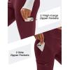 imageMAGCOMSEN Womens Hiking Leggings with 4 Zipper Pockets Water Resistant High Waisted Cargo Leggings Workout Running YogaWine Red