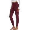 imageMAGCOMSEN Womens Hiking Leggings with 4 Zipper Pockets Water Resistant High Waisted Cargo Leggings Workout Running YogaWine Red
