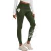 imageMAGCOMSEN Womens Hiking Leggings with 4 Zipper Pockets Water Resistant High Waisted Cargo Leggings Workout Running YogaArmy Green