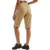 imageMAGCOMSEN Womens 13quot Long Hiking Shorts UPF50 Lightweight Quick Dry Knee Length Bermuda Cargo Shorts with 6 PocketsKhaki