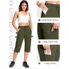 imageMAGCOMSEN Womens Hiking Capri Pants UPF 50 Lightweight Quick Dry Casual Golf Cargo Crop Pants with 5 Pockets SummerArmy Green