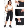 imageMAGCOMSEN Womens Hiking Capri Pants UPF 50 Lightweight Quick Dry Casual Golf Cargo Crop Pants with 5 Pockets SummerBlack