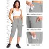imageMAGCOMSEN Womens Hiking Capri Pants UPF 50 Lightweight Quick Dry Casual Golf Cargo Crop Pants with 5 Pockets SummerLight Grey