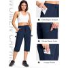imageMAGCOMSEN Womens Hiking Capri Pants UPF 50 Lightweight Quick Dry Casual Golf Cargo Crop Pants with 5 Pockets SummerNavy Blue