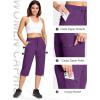 imageMAGCOMSEN Womens Hiking Capri Pants UPF 50 Lightweight Quick Dry Casual Golf Cargo Crop Pants with 5 Pockets SummerPurple Red