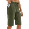 imageMAGCOMSEN Womens 13quot Long Hiking Shorts UPF50 Lightweight Quick Dry Knee Length Bermuda Cargo Shorts with 6 PocketsArmy Green