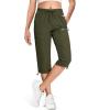 imageMAGCOMSEN Womens Hiking Capri Pants UPF 50 Lightweight Quick Dry Casual Golf Cargo Crop Pants with 5 Pockets SummerArmy Green