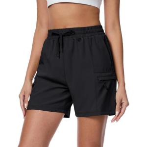 imageMAGCOMSEN Womens 5quot Hiking Cargo Shorts UPF 50 Lightweight Quick Dry Summer Golf Athletic Casual Shorts 4 PocketsBlack