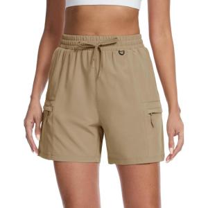 imageMAGCOMSEN Womens 5quot Hiking Cargo Shorts UPF 50 Lightweight Quick Dry Summer Golf Athletic Casual Shorts 4 PocketsKhaki