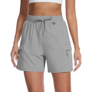 imageMAGCOMSEN Womens 5quot Hiking Cargo Shorts UPF 50 Lightweight Quick Dry Summer Golf Athletic Casual Shorts 4 PocketsLight Gray