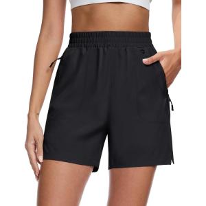 imageMAGCOMSEN Womens 5quot Hiking Cargo Shorts UPF 50 Quick Dry Lightweight Golf Athletic Casual Summer Shorts with PocketsBlack