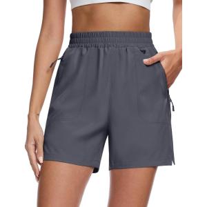 imageMAGCOMSEN Womens 5quot Hiking Cargo Shorts UPF 50 Quick Dry Lightweight Golf Athletic Casual Summer Shorts with PocketsDark Grey