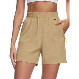 imageMAGCOMSEN Womens 5quot Hiking Cargo Shorts UPF 50 Quick Dry Lightweight Golf Athletic Casual Summer Shorts with PocketsKhaki