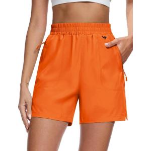imageMAGCOMSEN Womens 5quot Hiking Cargo Shorts UPF 50 Quick Dry Lightweight Golf Athletic Casual Summer Shorts with PocketsOrange