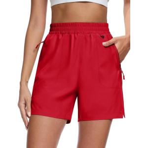 imageMAGCOMSEN Womens 5quot Hiking Cargo Shorts UPF 50 Quick Dry Lightweight Golf Athletic Casual Summer Shorts with PocketsRed