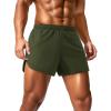 imageMAGCOMSEN Mens Running Shorts Mens 3 Inch Shorts Quick Dry Lightweight for Athleic Workout Gym Sports with Liner PocketArmy Green