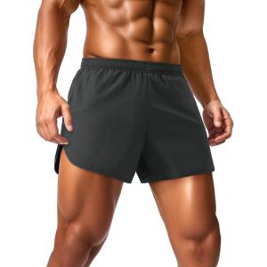 imageMAGCOMSEN Mens Running Shorts Mens 3 Inch Shorts Quick Dry Lightweight for Athleic Workout Gym Sports with Liner PocketDark Grey